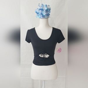 FULL CIRCLE TRENDS Front Drawstring Short Sleeve Top